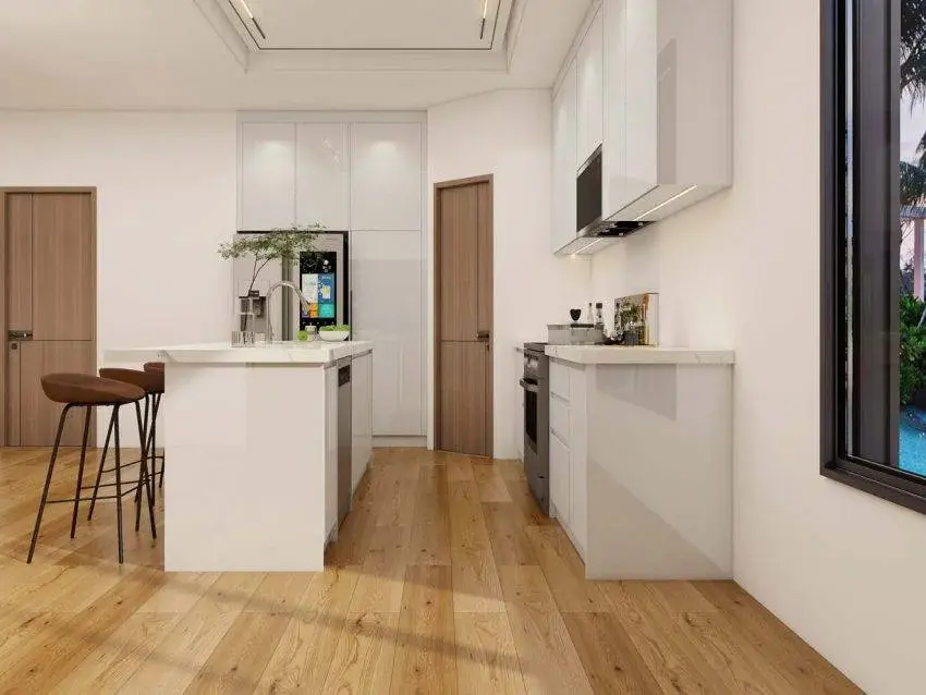 Modern High Gloss White Laminate Wood Kitchen Cabinet