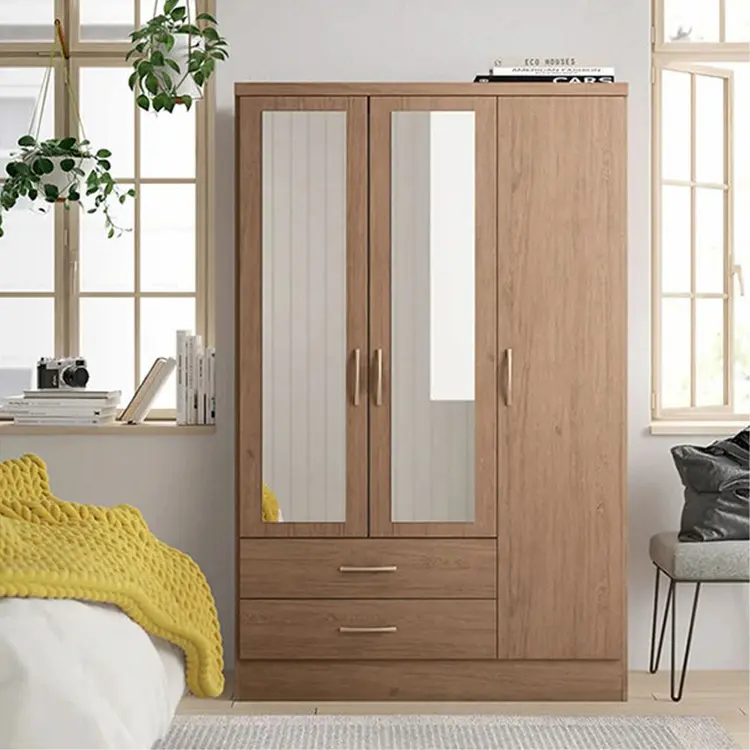 Modern Three Door Walnut Cupboard Armoire Wardrobe