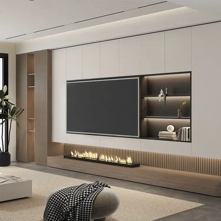 Custom Made Living Room Furniture Wall Hung TV Media Console Unit Storage Cabinet