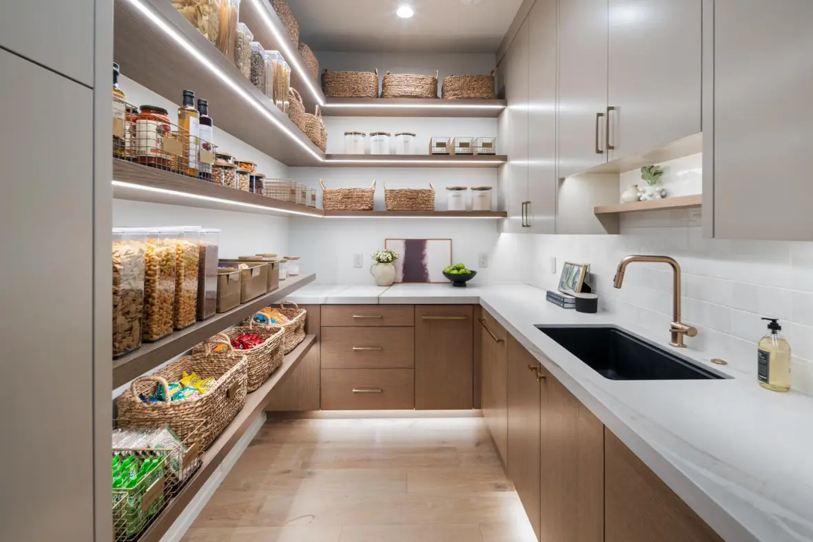Customized Modern Furniture Large Plywood Cupboard Full Wall Pantry Storage Cabinet