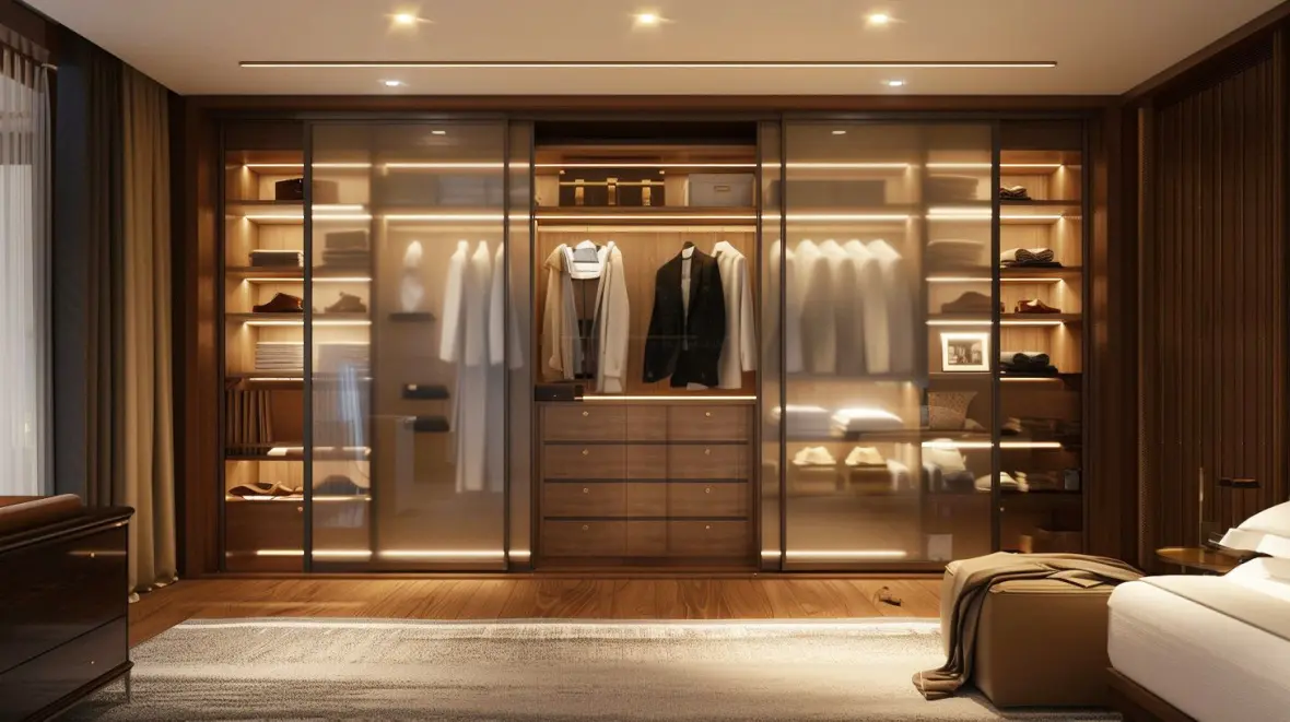 Custom Bedroom Sliding Glass Door Built In Closet Wardrobe