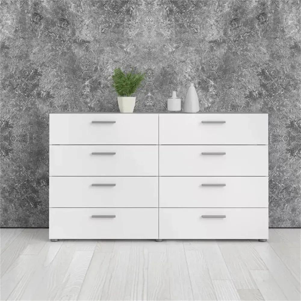 Modern White 8 Drawer Storage Cabinet Dresser Chest Of Drawers