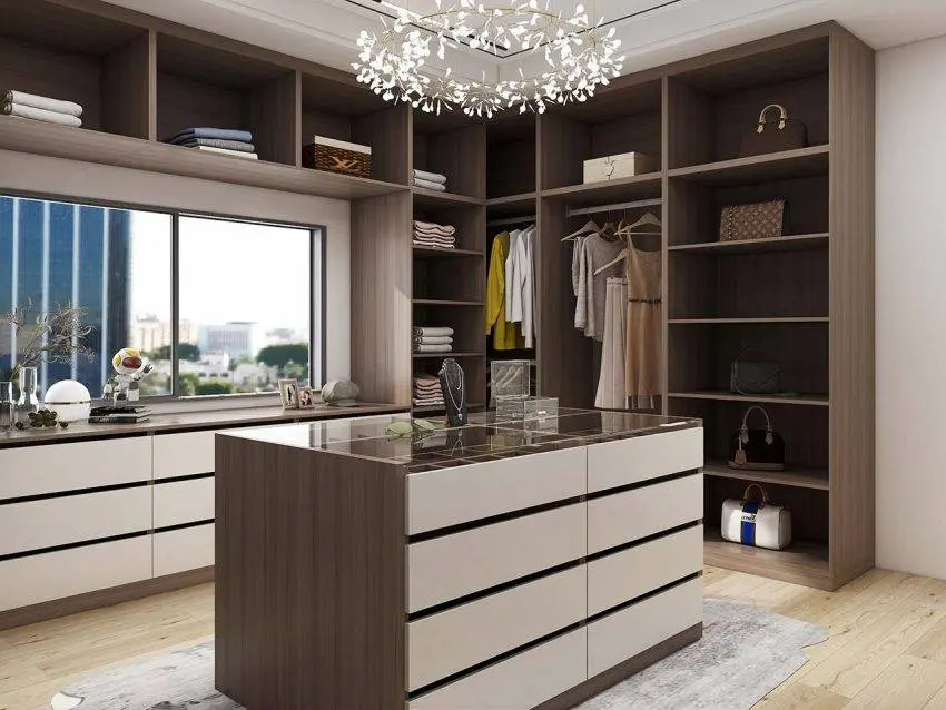 Custom Modern U Shaped Walk In Closet System Design