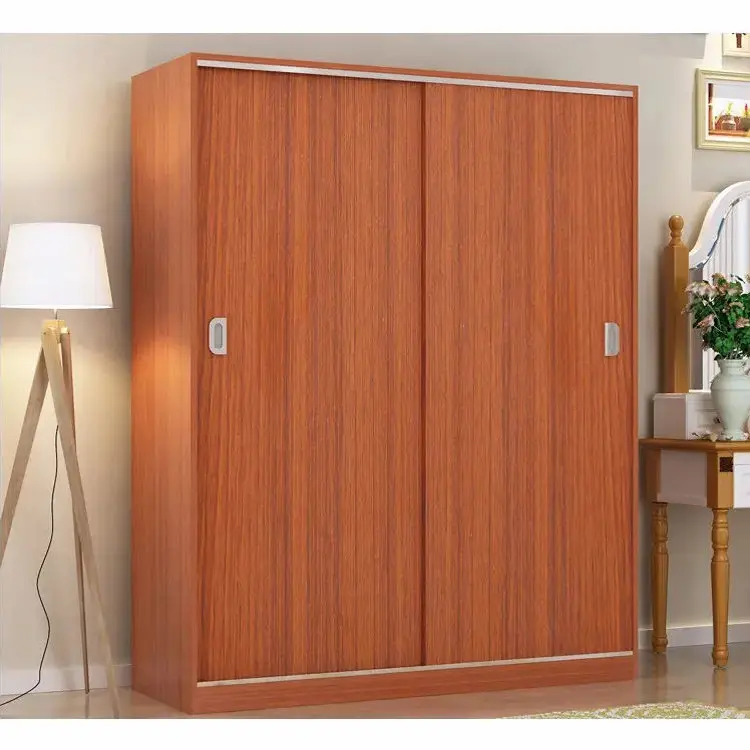 Free Standing Modern Small White 2 Door Sliding Armoire Wardrobe