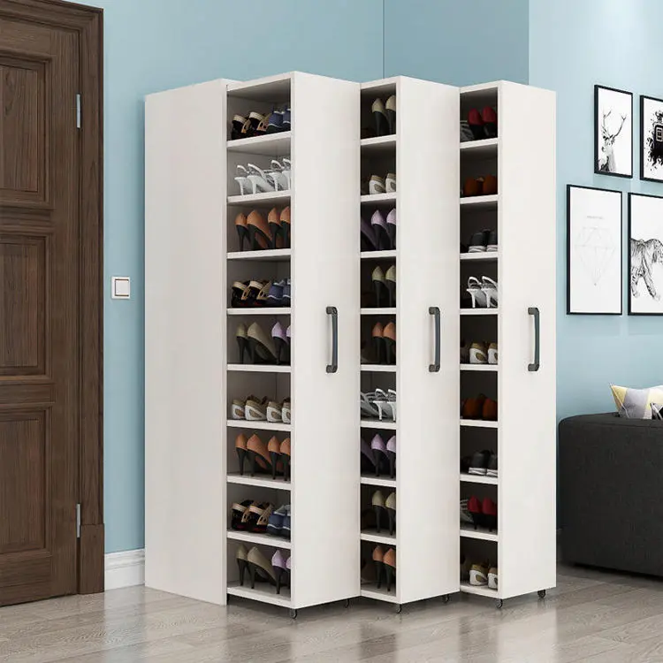 Modern Entryway Large Capacity Side Pull Out Shoe Rack Storage Organizer Shelves Drawer Cabinet