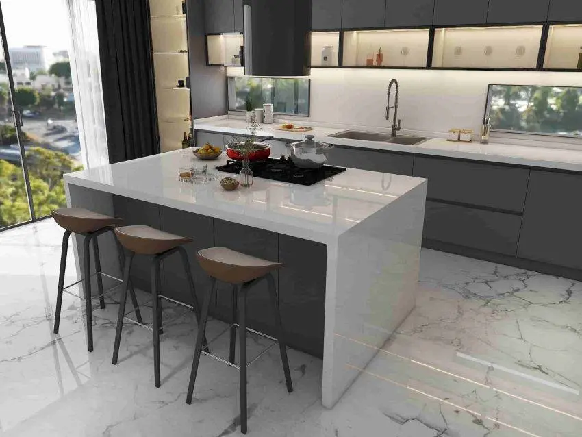 Modern Dark Gray Laminate MDF Kitchen Cabinet