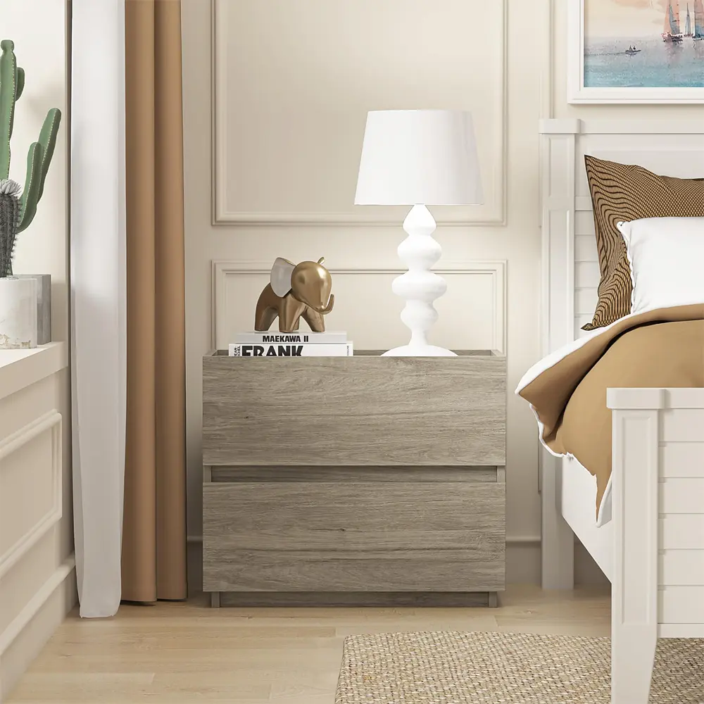 Modern Small 2 Storage Drawer Dresser Chest Of Drawers For Bedroom