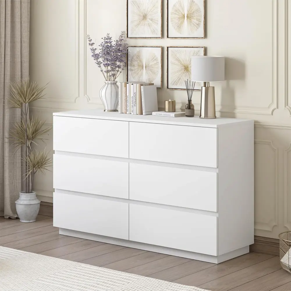 Modern White 6 Drawer Storage Cabinet Dresser Chest Of Drawers
