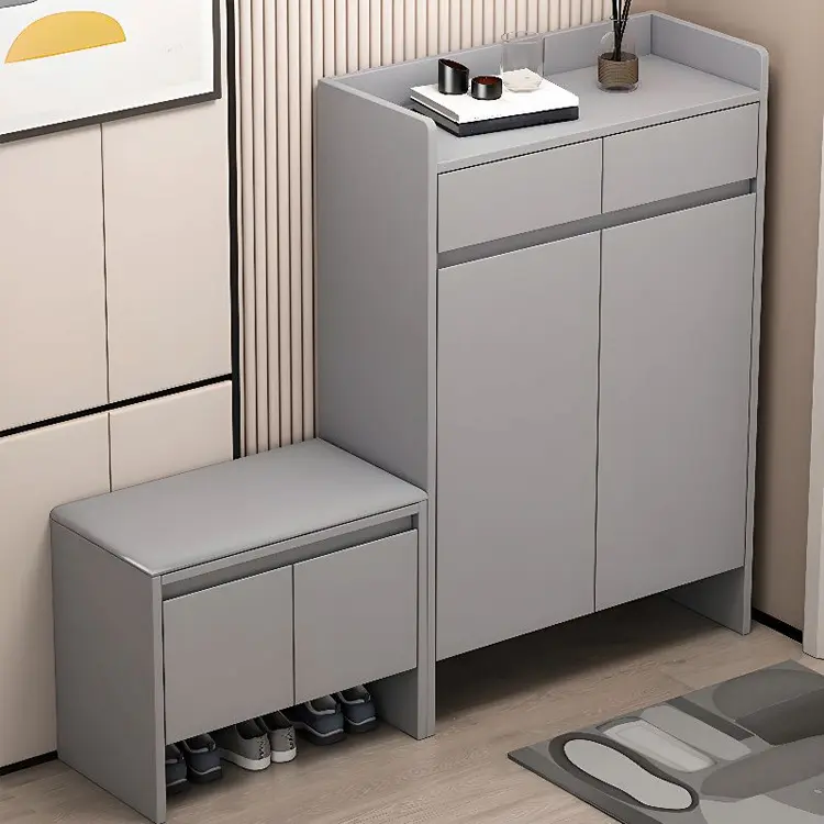 Modern Front Entryway Shoe Rack Storage Cabinet With Bench