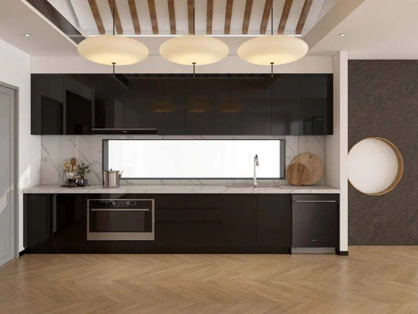 Modern Black Glossy Lacquer Kitchen Cabinets