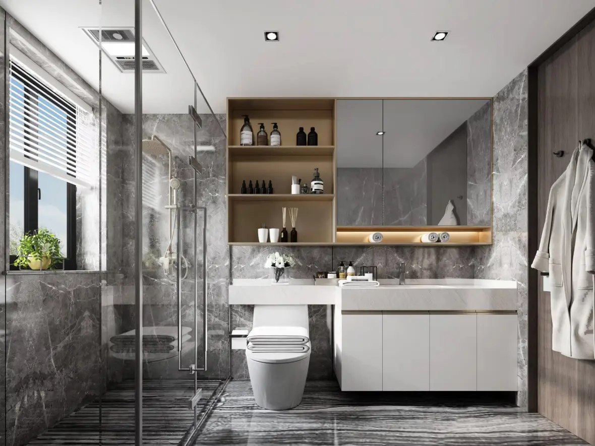 Modern Wall Hung Wood Bathroom Vanity Unit Cabinet With Basin