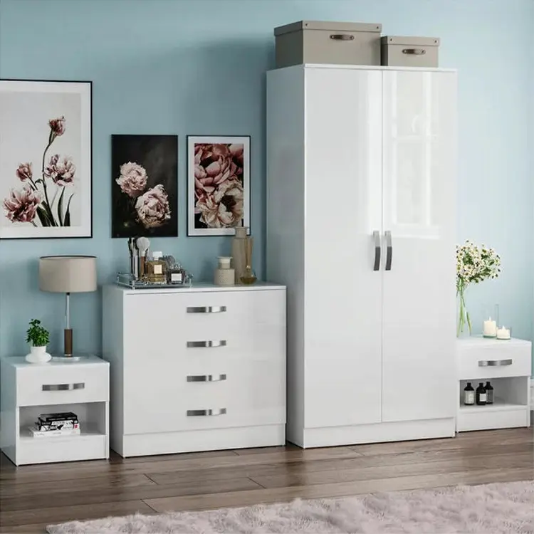 Modern White Wood Full Bedroom Furniture Sets