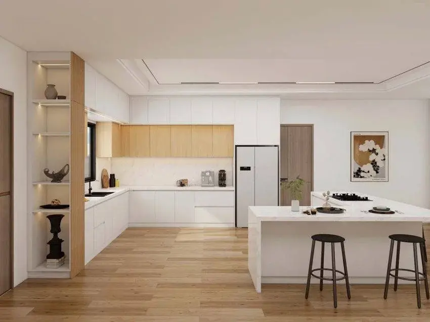 Modern HPL Cupboards White High-Pressure Laminate Kitchen Cabinets