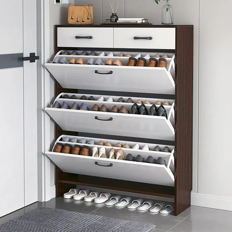 Modern Furniture Hallway Entrance Flip Down Door Shoe Rack Storage Cabinet