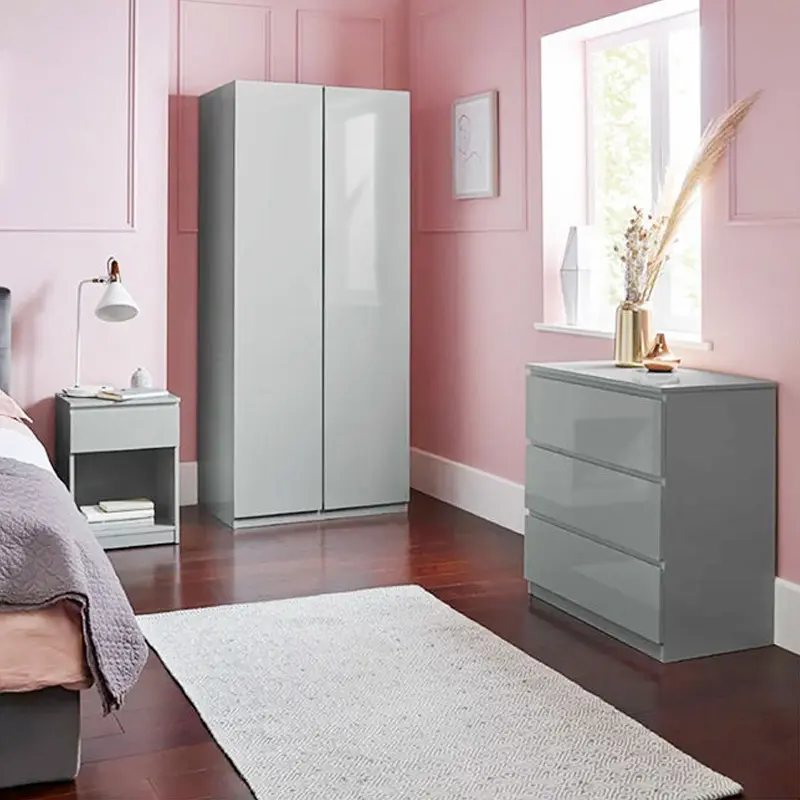 Modern Gray Wood Bedroom Furniture Set