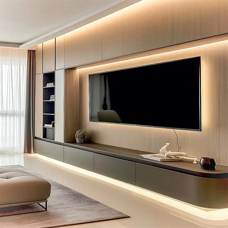Custom Modern Wall Mount Entertainment Center TV Unit Stand Cabinet For Living Room