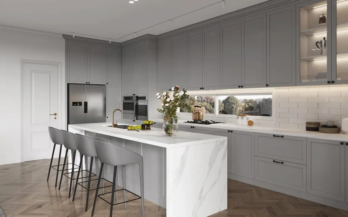 Modern Classic Light Gray Shaker Kitchen Cabinets