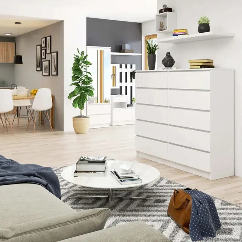 Modern White 10 Drawer Storage Cabinet Dresser Chest Of Drawers
