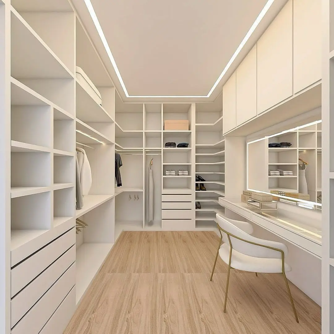 Custom Open Style White Walk In Wardrobe Closet Design