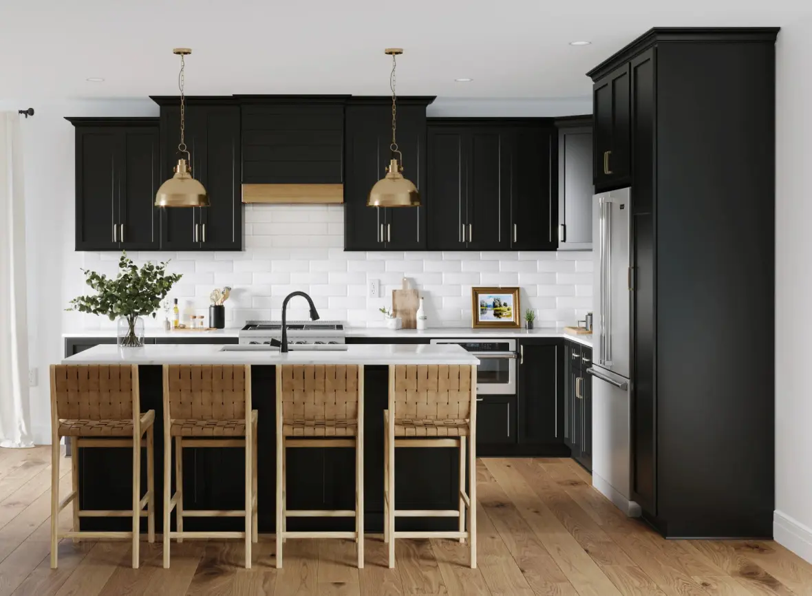 Modern Matte Black Shaker Kitchen Cabinets