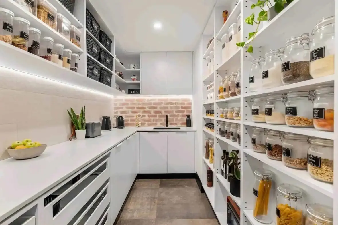 Custom Built In Kitchen Corner Cupboard Pantry Organization Storage Unit Cabinet With Shelves