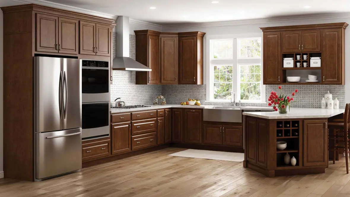 Rustic Walnut Solid Wood Kitchen Cabinets