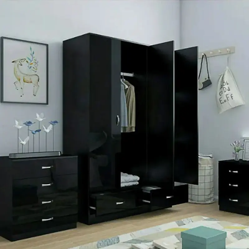 Modern Black Wood Bedroom Furniture Set