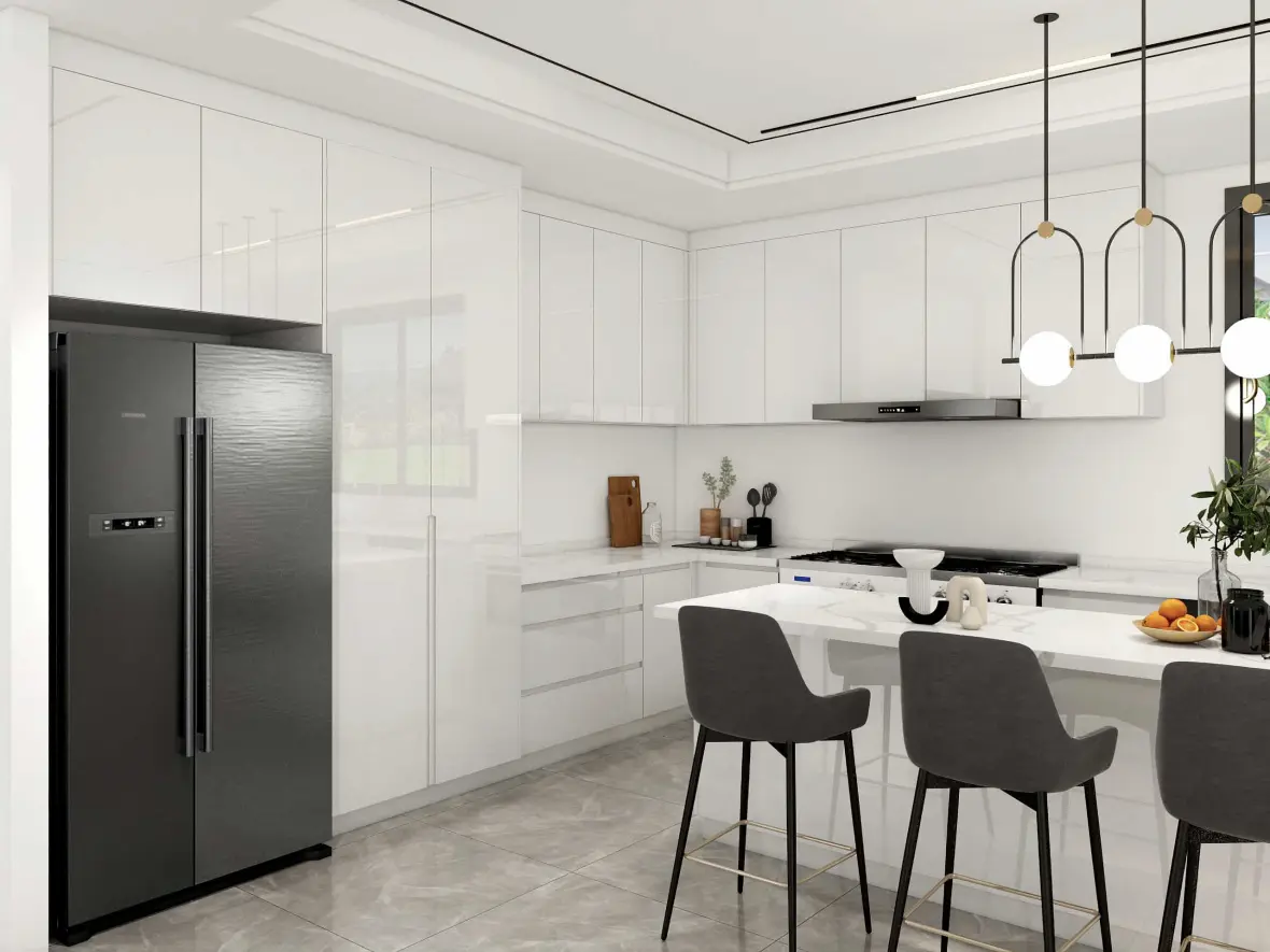 Modern High Gloss White Lacquer Kitchen Cabinets