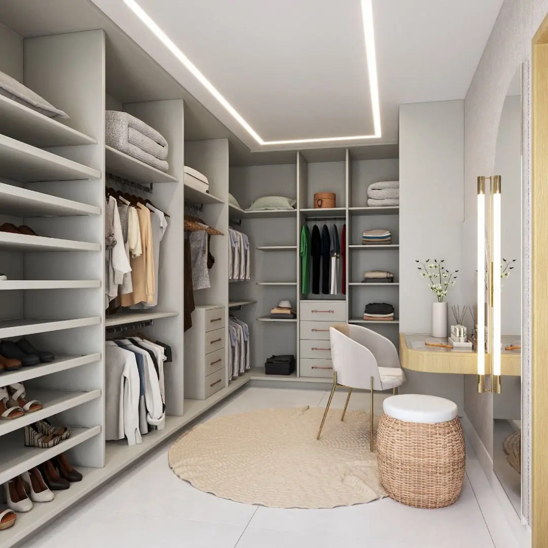 Custom Modern L Shaped Corner Walk In Wardrobe Closet Design